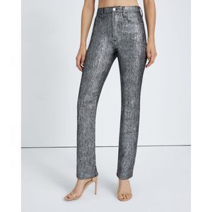 7 FOR ALL MANKIND NWT Metallic Foil Easy Slim Fit Jeans, Size 25